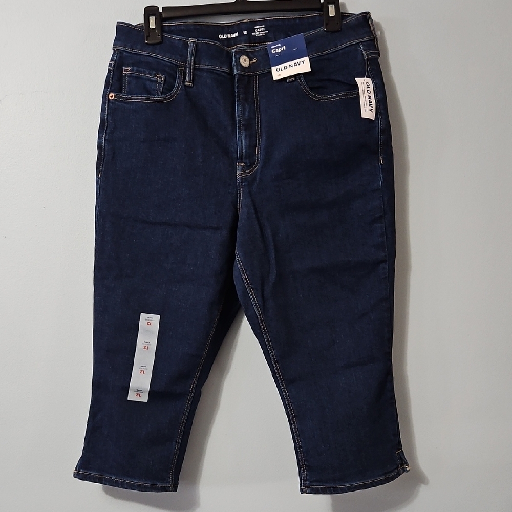 Old Navy Women's Deep Indigo Cropped High Rise Capri Jeans Size 12